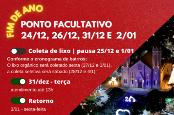 Prefeitura de Tupã decreta ponto facultativo para as festas de fim de ano