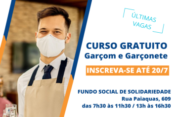 Prazo para inscrição em curso de Garçom se encerra nesta quarta, 20 de julho