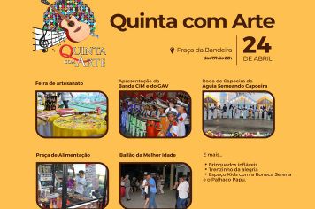 Apresentações musicais e roda de capoeira marcam o Quinta com Arte desta semana