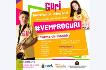 Projeto Guri tem vagas no período matutino para crianças e jovens de 8 a 18 anos
