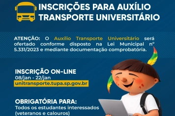 Inscrições para o Auxílio Transporte Universitário 2026 começam nesta quinta-feira