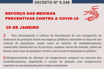 Novo decreto reforça as medidas de prevenção a covid-19 em Tupã