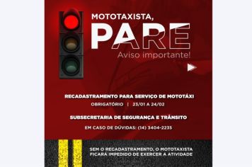 Mototaxistas precisam realizar recadastramento obrigatório anual