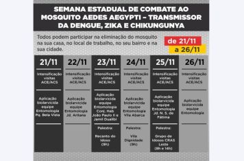 Saúde realizará Semana Estadual de Mobilização Social contra a dengue