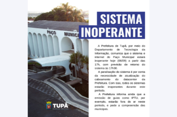 Sistema online da Prefeitura ficará inativo temporariamente nesta quarta-feira