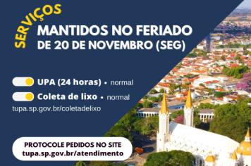 Serviços de coleta de lixo e atendimentos na UPA continuam no feriado