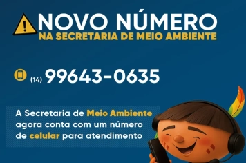 Secretaria de Meio Ambiente tem novo telefone