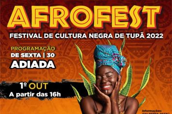 Programação de sexta da AFROFEST será realizada na tarde deste sábado, 1º de outubro