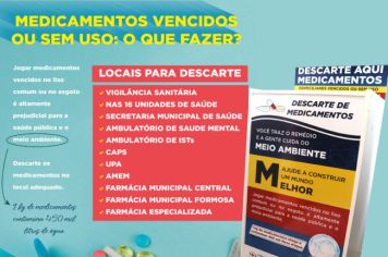 Saúde espalha caixas específicas para coleta de medicamentos vencidos ou sem uso