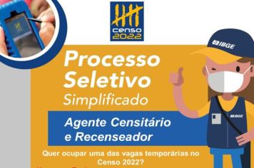 Inscrições do processo seletivo para o Censo 2022 ainda estão abertas