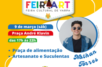 FeirArt traz apresentações do cantor Nathan Torres neste sábado