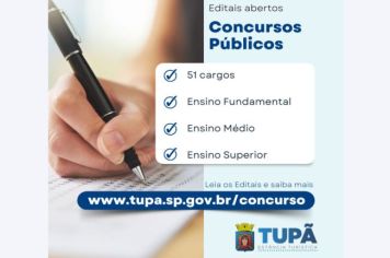 Tupã abre inscrições para três Concursos Públicos
