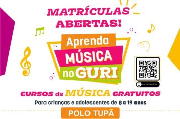 Guri abre inscrições para cursos gratuitos de música