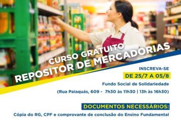 Prefeitura de Tupã abre inscrições para curso de Repositor de Mercadorias