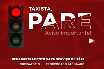 Recadastramento de taxistas termina nesta quinta-feira