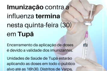 Vacinação contra a influenza será encerrada nesta quinta-feira