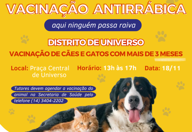 Sábado tem vacinação antirrábica em Parnaso