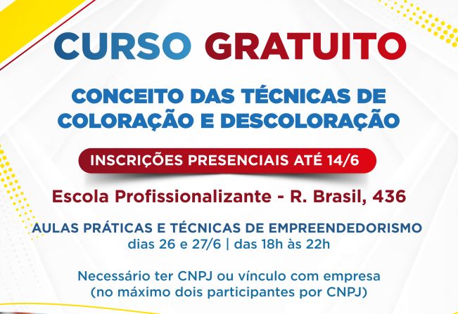 Inscrições para o curso de Técnicas de Coloração se encerram nesta quarta