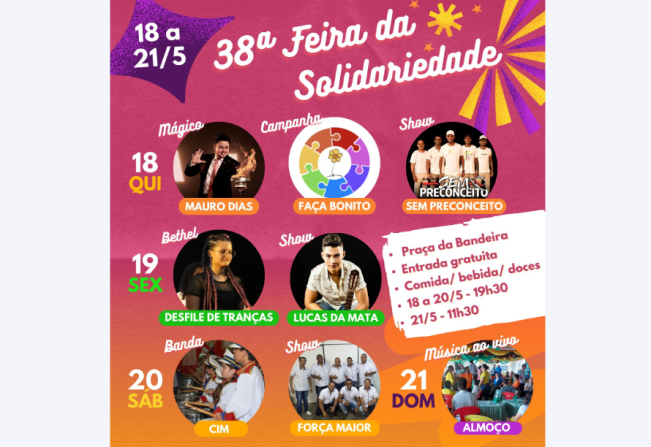 Feira da Solidariedade começa na quinta-feira  com show de mágica e desfile de tranças