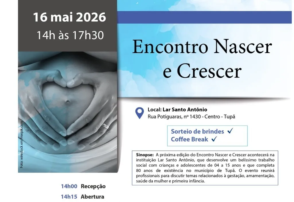 “Encontro Nascer e Crescer” terá programação gratuita voltada às famílias neste sábado