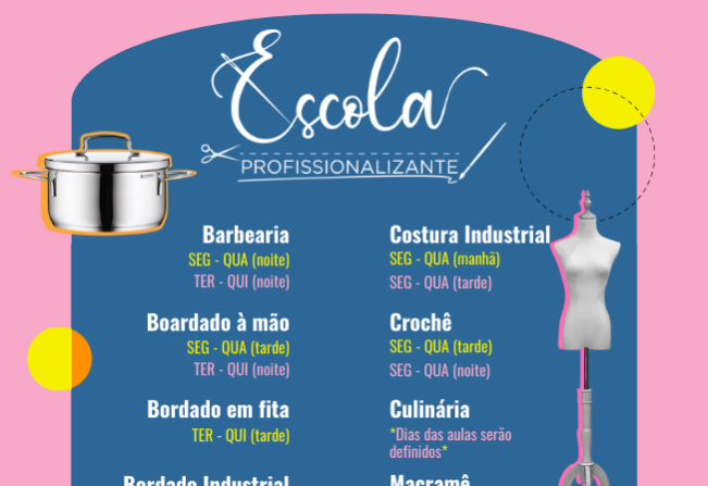 Cursos da Escola Profissionalizante estão com inscrições abertas