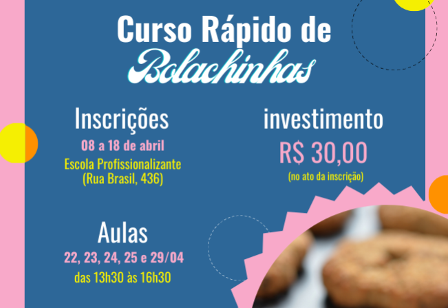Abertas as inscrições para o curso rápido de fabricação de bolachinhas