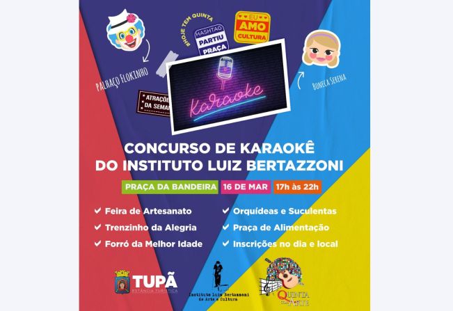 Quinta com Arte de 16 de março terá concurso de karaokê