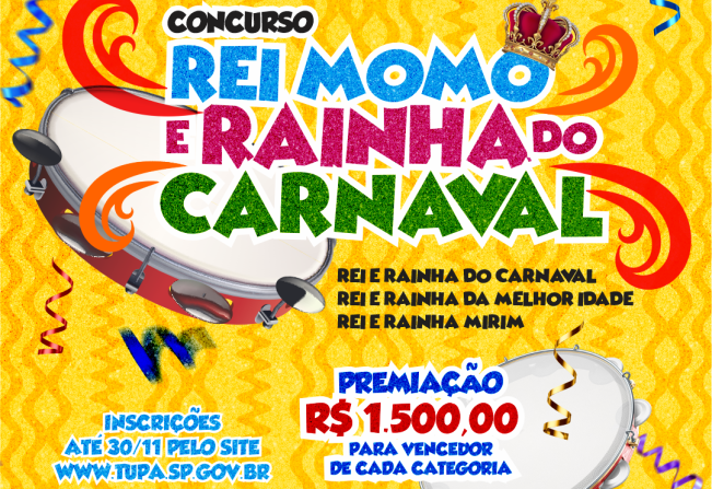 Concurso para Reis e Rainhas do Carnaval 2024 esta com inscrições abertas