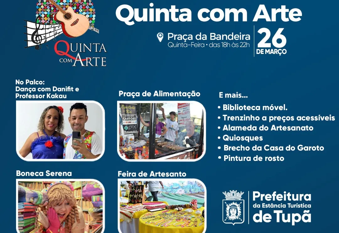 Cultura, lazer e diversão marcam o Quinta com Arte nesta quinta-feira (26)