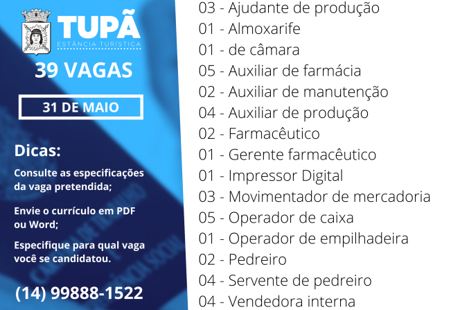 PAT divulga nova tabela com vagas de emprego