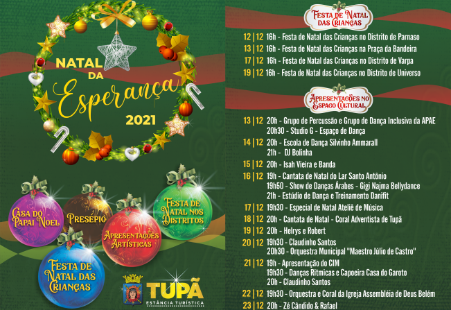 Notícia - Programação do Natal da Esperança começa a partir deste domingo -  Prefeitura Municipal de Tupã