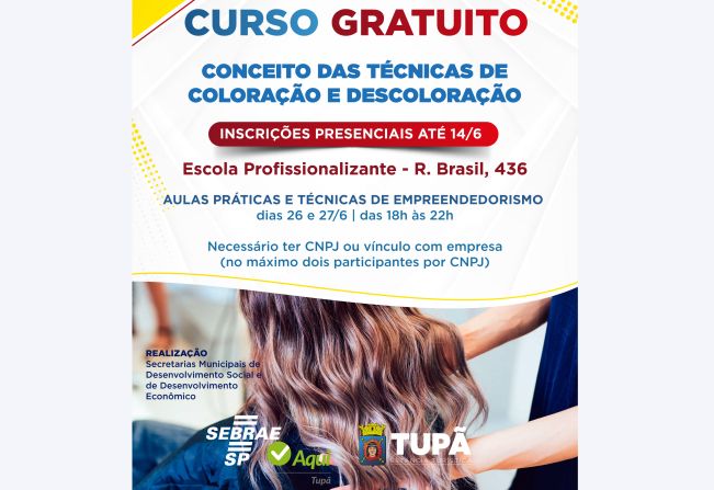 Abertas inscrições para curso sobre coloração e descoloração de cabelo
