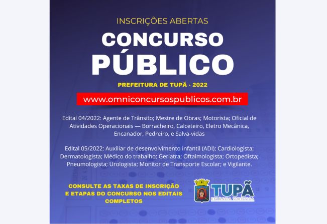 Prefeitura abre inscrições para concursos de nível fundamental ao ensino superior 