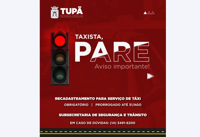 Prorrogado o prazo para recadastramento de taxistas