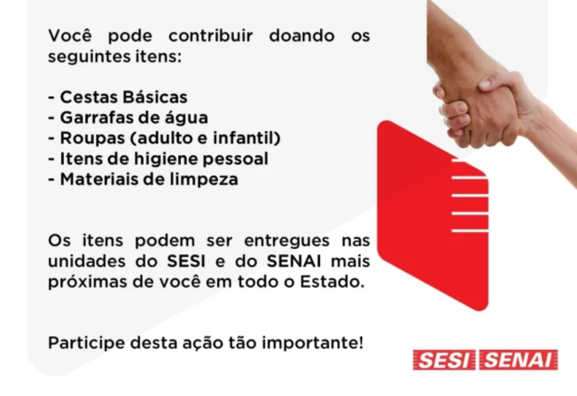 Escola do Senai arrecada doações para vítimas das chuvas no litoral