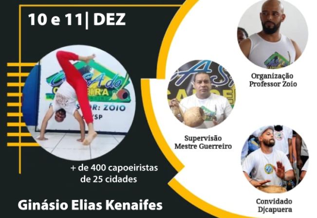 Festival de Capoeira reunirá mais de 400 praticantes em Tupã nos dias 10 e 11/12