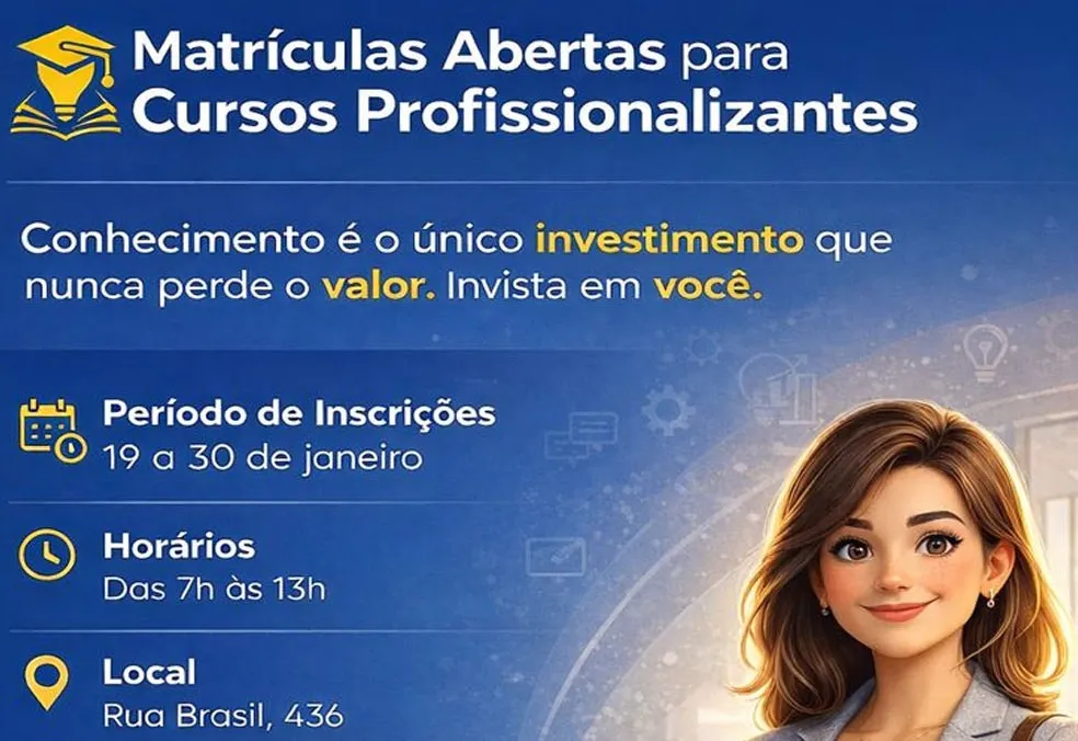 Escola Profissionalizante abre inscrições para vários cursos