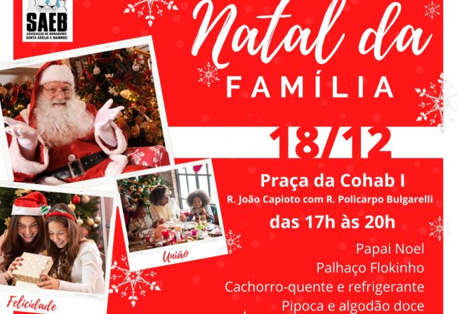 Festa de Natal da Associação de Moradores SAEB acontece neste sábado