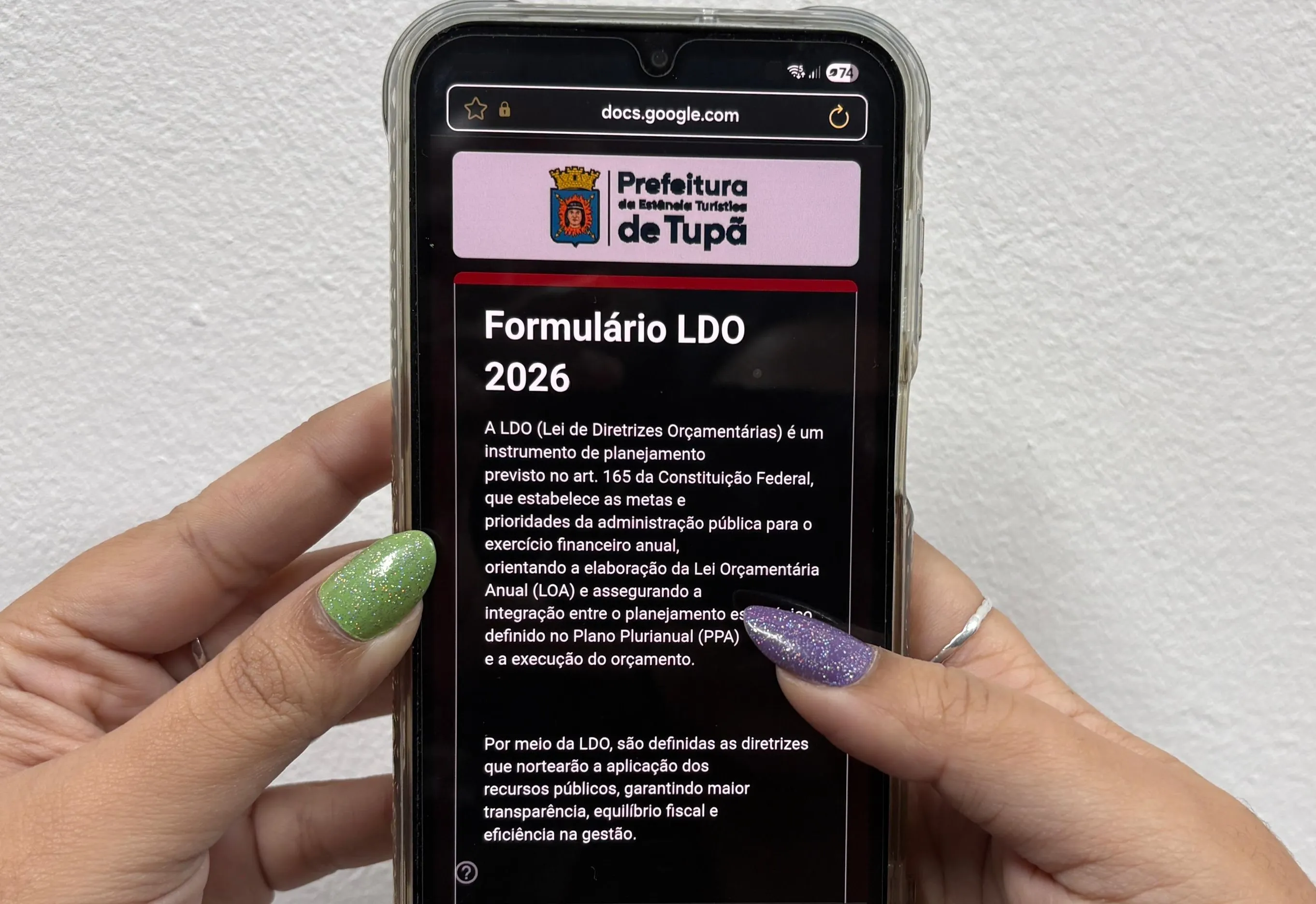 População pode contribuir com prioridades do orçamento por meio de questionário da LDO 2026